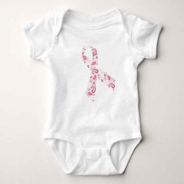 paisley pink ribbon baby bodysuit (Front)