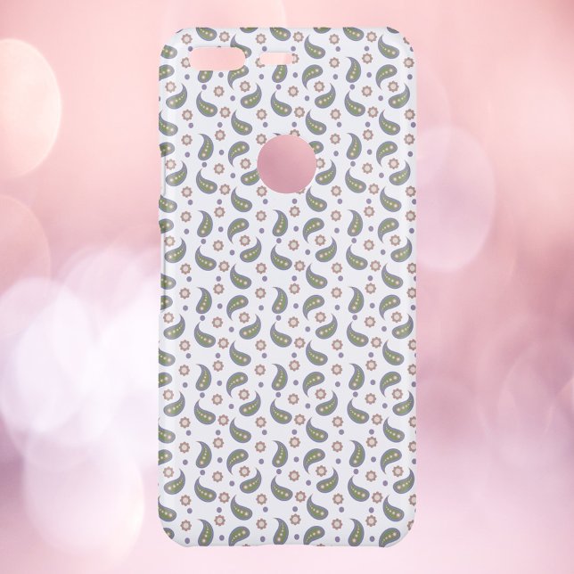 Paisley Polka Dot Flower Pink Green Purple Pattern Uncommon Google Pixel Case (A phone case with a paisley, flower and polka dot pattern in green, blue, purple & pink)