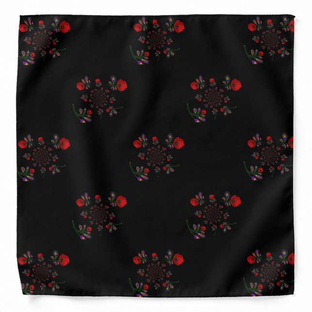 Paisley Poppy Ukrainian Folk Art Bandana (Front)