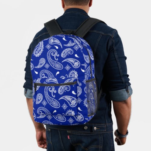 Paisley print on blue  printed backpack