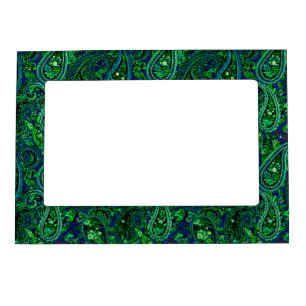 Paisley Profusion Vibrant Floral Blue Green Magnetic Frame
