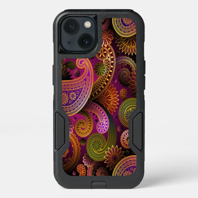 Paisley Purple Green Otterbox iPhone Case (Back)