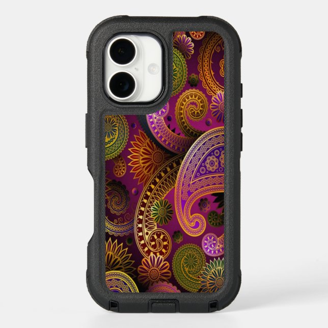 Paisley Purple Green Otterbox iPhone Case (Back)
