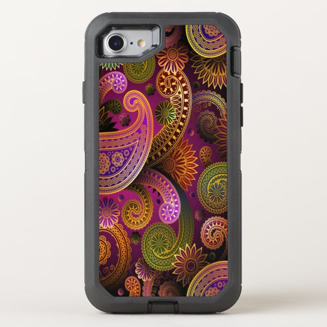 Paisley Purple Green Otterbox iPhone Case (Back)