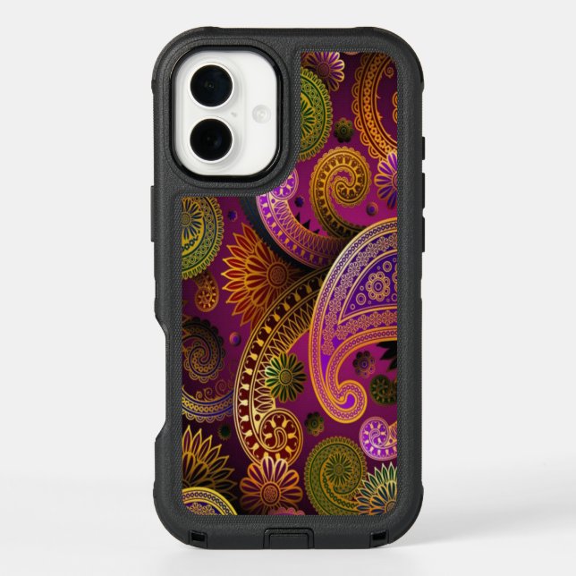Paisley Purple Green Otterbox iPhone Case (Back)