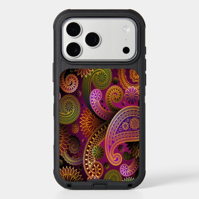 Paisley Purple Green Otterbox iPhone Case (Back)