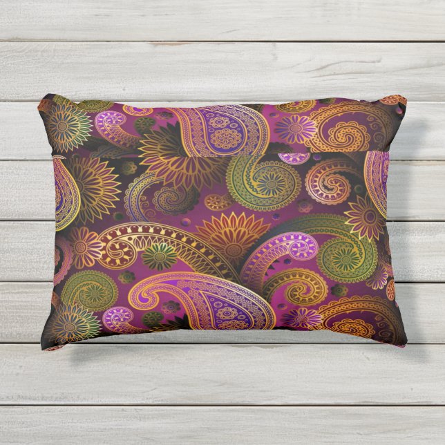 Paisley Purple Outdoor Pillow (Front)