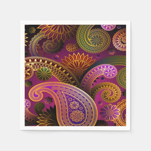 Paisley Purple Paper Napkins (Front)