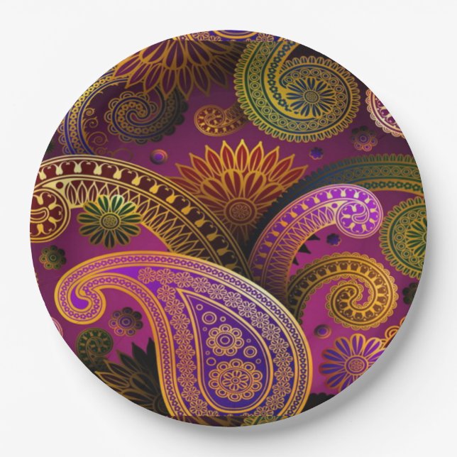 Paisley Purple Paper Plates (Front)