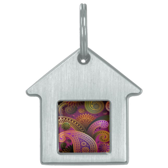 Paisley Purple Pet ID Tag (Front)