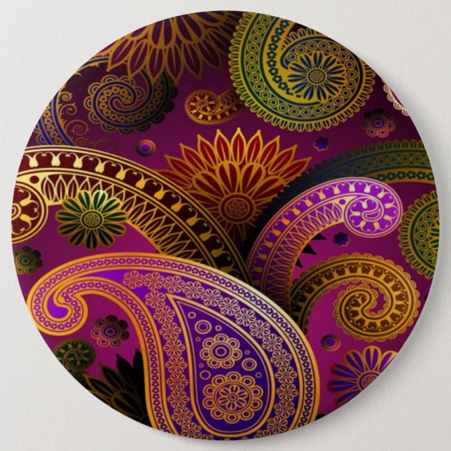 Paisley Purple Pinback Button (Front)