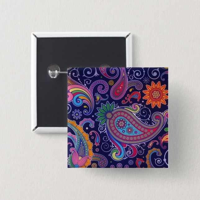 Paisley Purple pink Button (Front & Back)