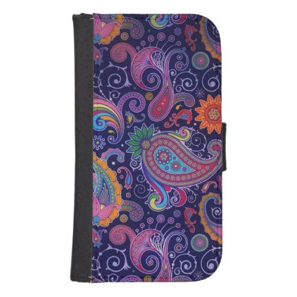 Paisley Purple pink Galaxy S4 Wallet Case