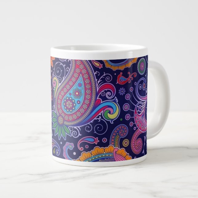 Paisley Purple pink Giant Coffee Mug (Front Right)
