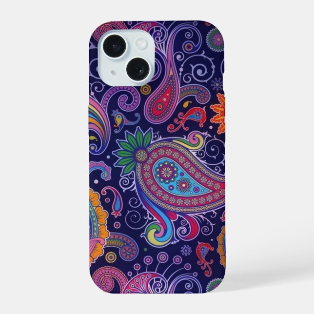 Paisley Purple pink iPhone 15 Case (Back)