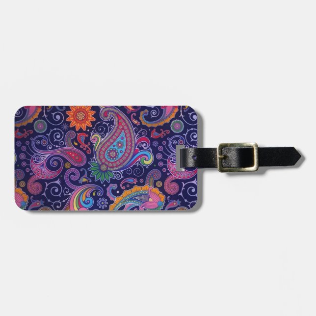 Paisley Purple pink Luggage Tag (Front Horizontal)