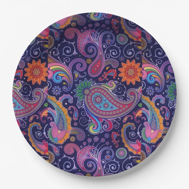 Paisley Purple pink Paper Plates (Front)