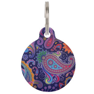 Paisley Purple pink Pet ID Tag