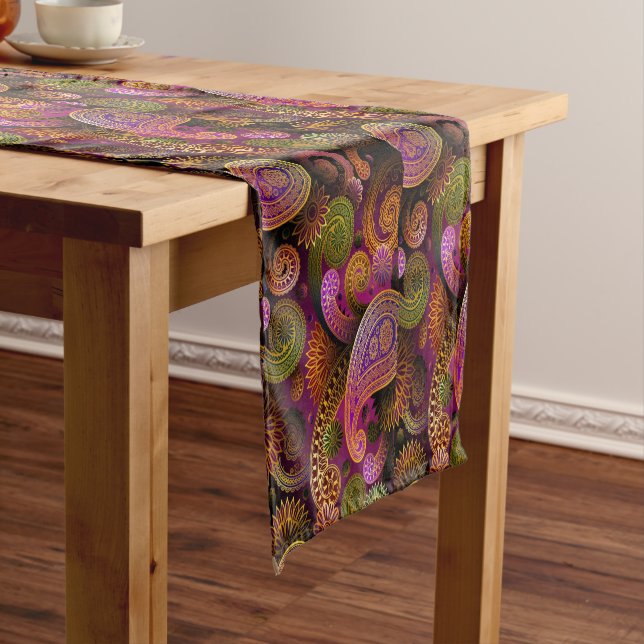 Paisley Purple Short Table Runner (In Situ)
