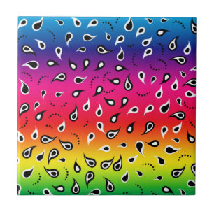 Paisley Rainbow Ceramic Tile