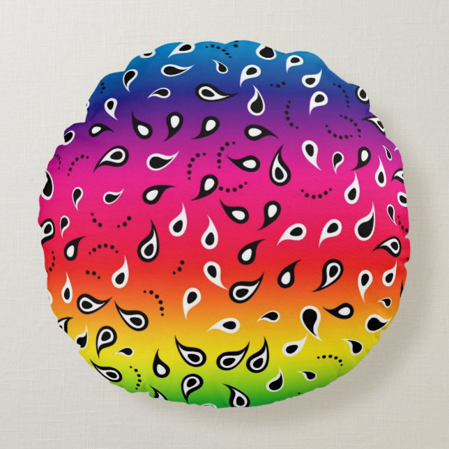 Paisley Rainbow Round Pillow (Front)
