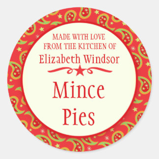 Paisley red green cookie swap baking gift stickers