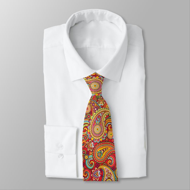 Paisley - Red Neck Tie (Tied)