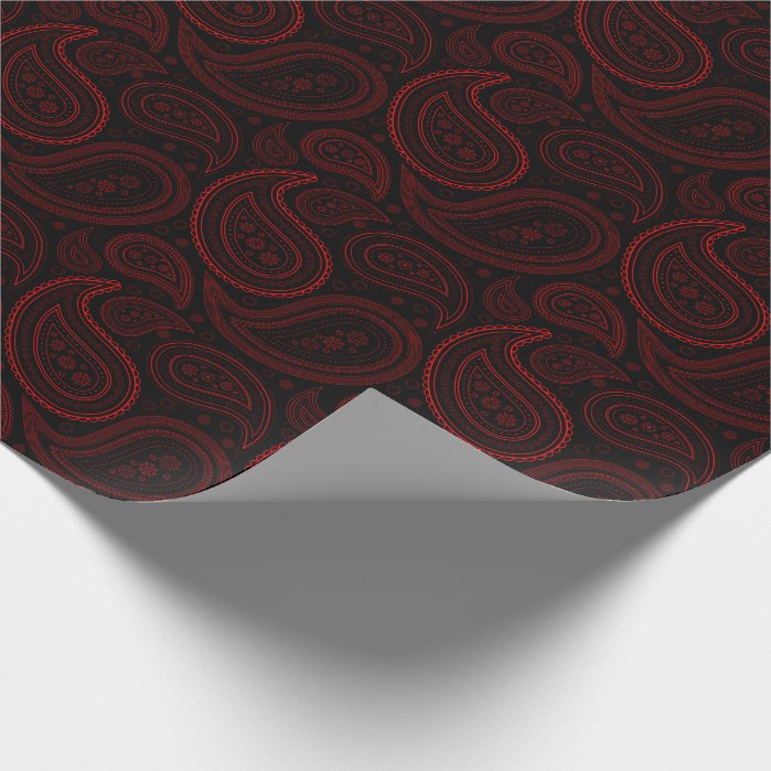 Paisley Red on Black Wrapping Paper