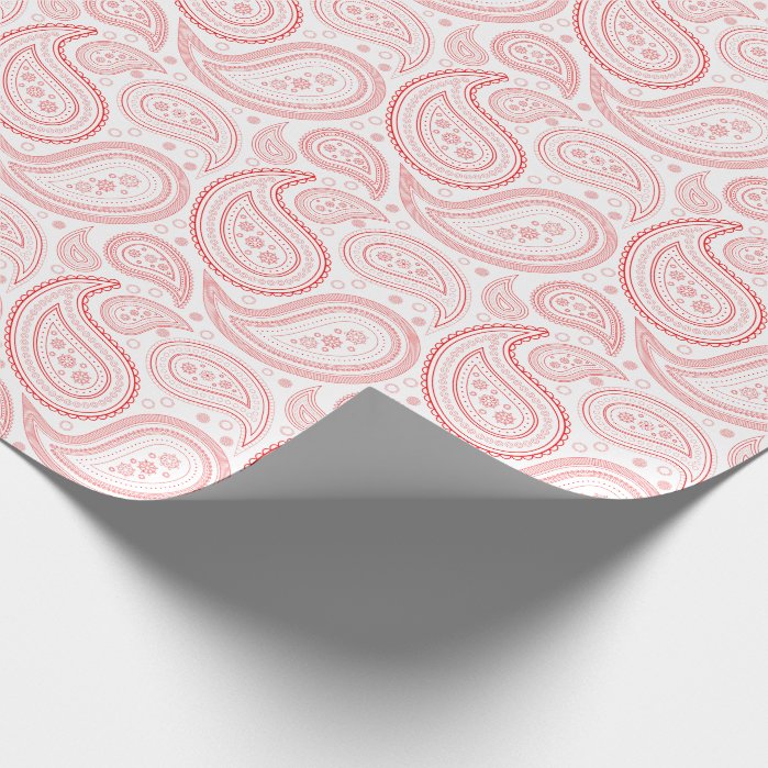 Paisley Red on White Wrapping Paper