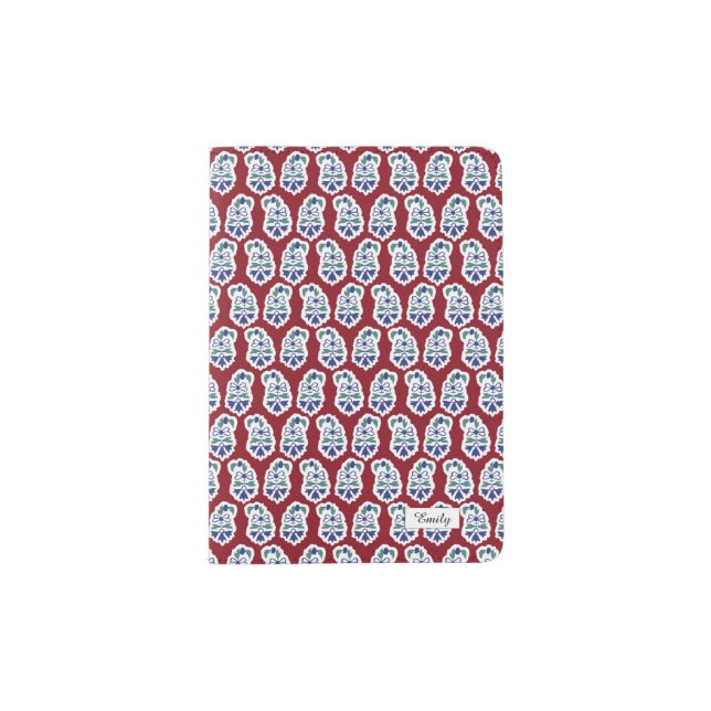 Paisley red pattern Bangalore collection Passport Holder (Front)