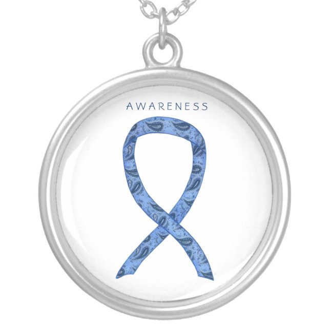 Paisley Ribbon Thyroid Disease Awareness Necklace (Front)