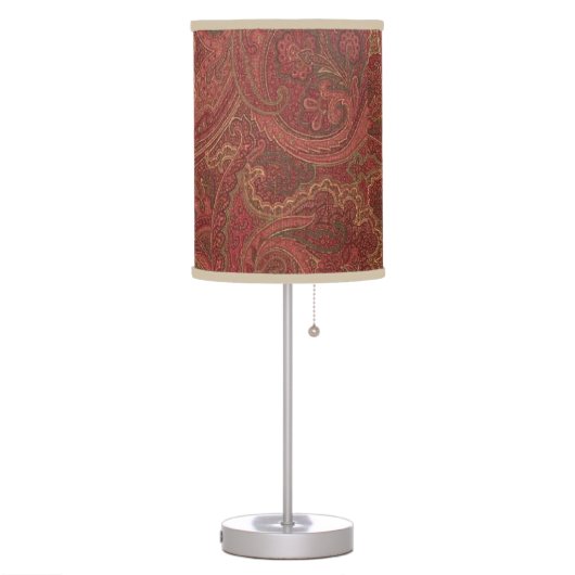Paisley sage, wine, butter Table Lamp (Left)
