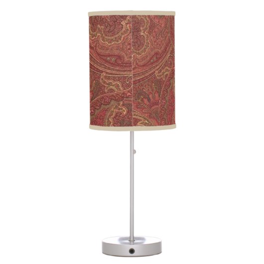 Paisley sage, wine, butter Table Lamp (Back)