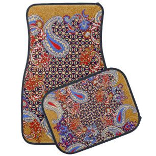 Paisley Scarf: Multicolor Fabric Design Car Floor Mat