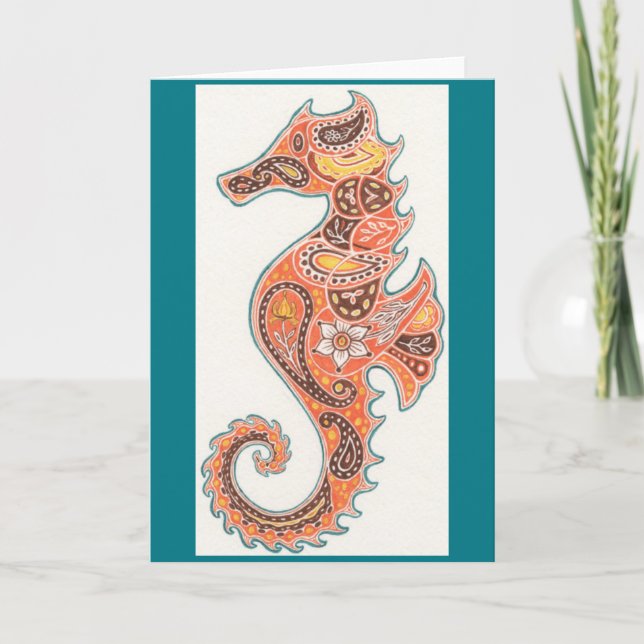 Paisley Seahorse Card (Front)