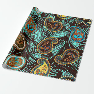 Paisley seamless pattern, jeans texture effect  wrapping paper