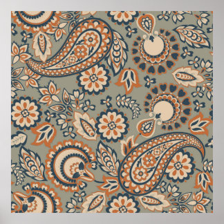 Paisley seamless vintage pattern. Vintage backgrou Poster