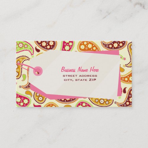 Paisley &amp; Shopping Tag Retail Business Card