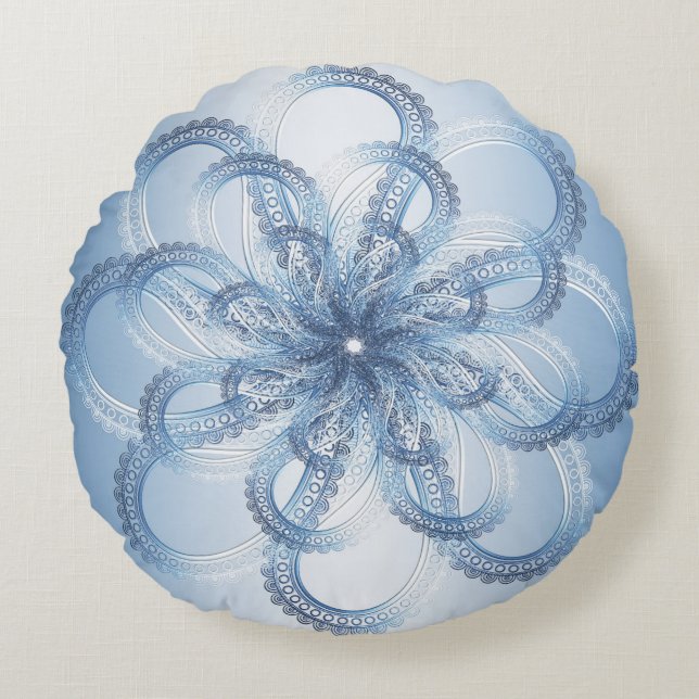 Paisley silver element. round pillow (Front)