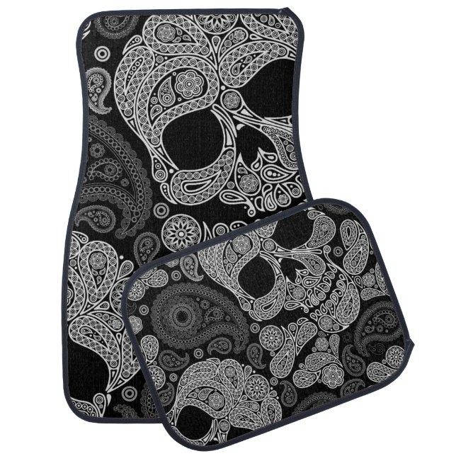 Paisley Skull Black Car Mat (Set)