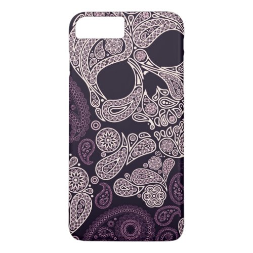 Paisley Skull Graphic Print iPhone 8 Plus7 Plus Case
