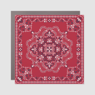 Paisley, skulls, bandana, square design. car magnet