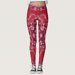 Paisley, skulls, bandana, square design. leggings