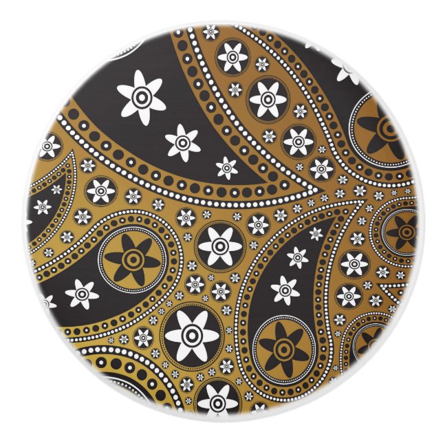 Paisley Stars Ceramic Knob (Front)
