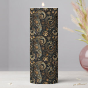 Paisley Steampunk Pillar Candle