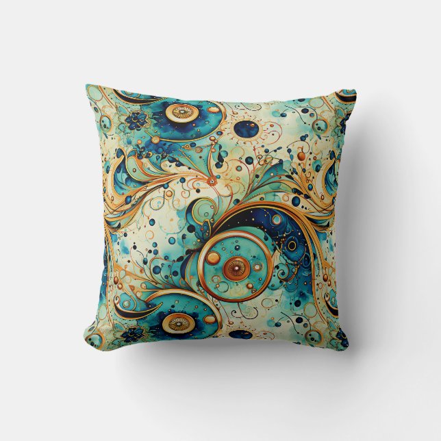Paisley Steampunk Throw Pillow (Front)