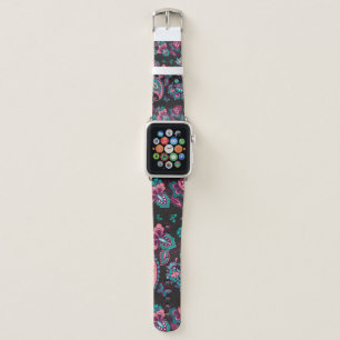 Paisley Stripe: Black Decorative Seamless Apple Watch Band