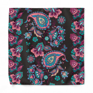 Paisley Stripe: Black Decorative Seamless Bandana