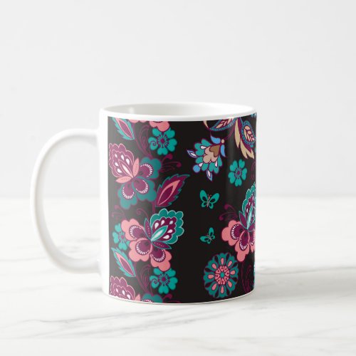 Paisley Stripe Black Decorative Seamless Coffee Mug