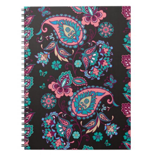 Paisley Stripe Black Decorative Seamless Notebook